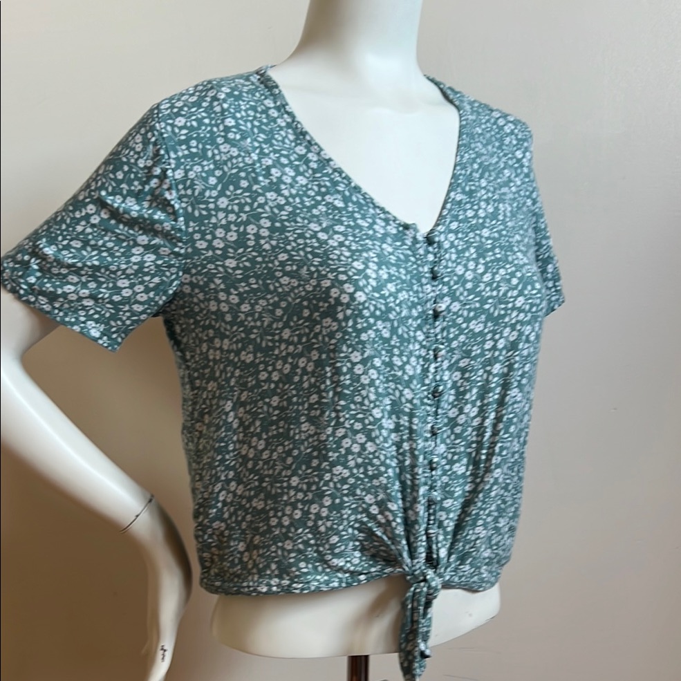 Dip Button Down Crop Top